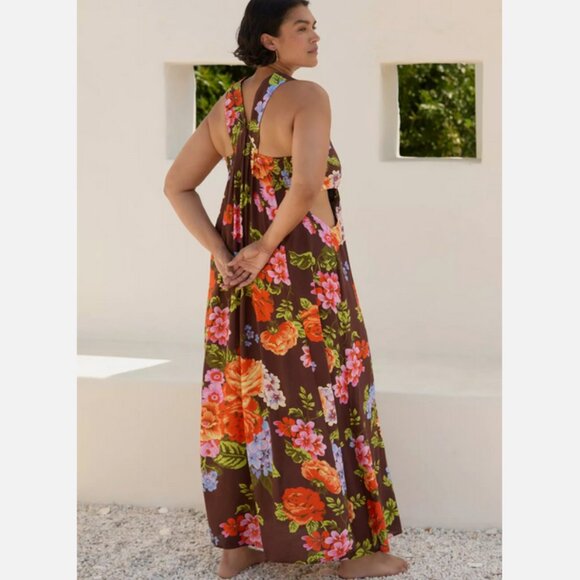 Anthropologie The Piper Bandeau Maxi Dress Brown Floral Size XSP NWT XS P - Picture 6 of 8